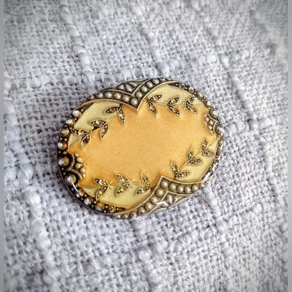 Vintage Brooch Set, 2 Matching Gold w/ Black & Brass Details- Catherine Popesco - Picture 5 of 9